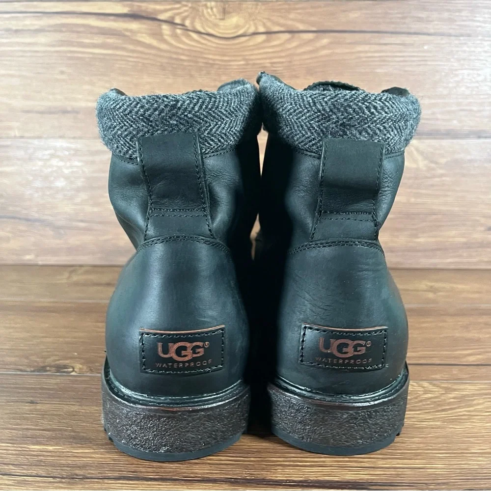 UGG ‘Merrick’ Black Leather Lace Up Boots Men’s Size 14 Shoes‎